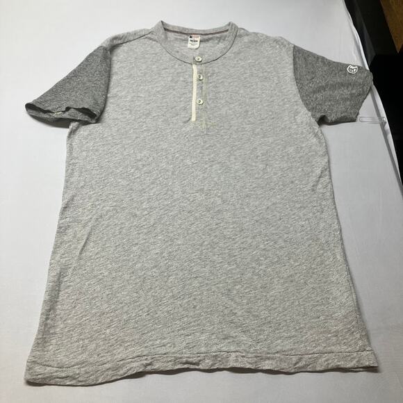 Champion x Todd Snyder Gray Colorblock Slub Short Sleeve Henley T Shirt Mens S - Picture 1 of 9